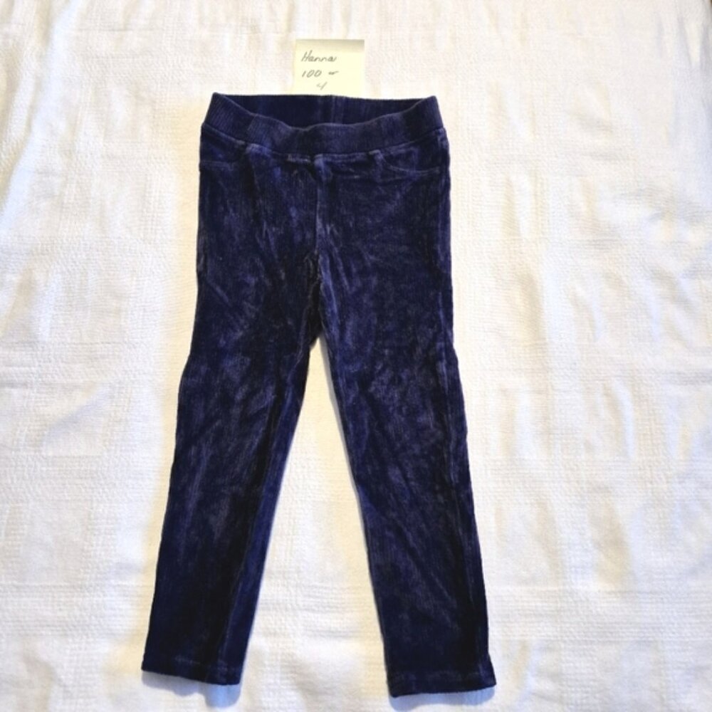 Hanna Andersson girls size 100 or 4 navy blue ribbed pull on pants, EUC